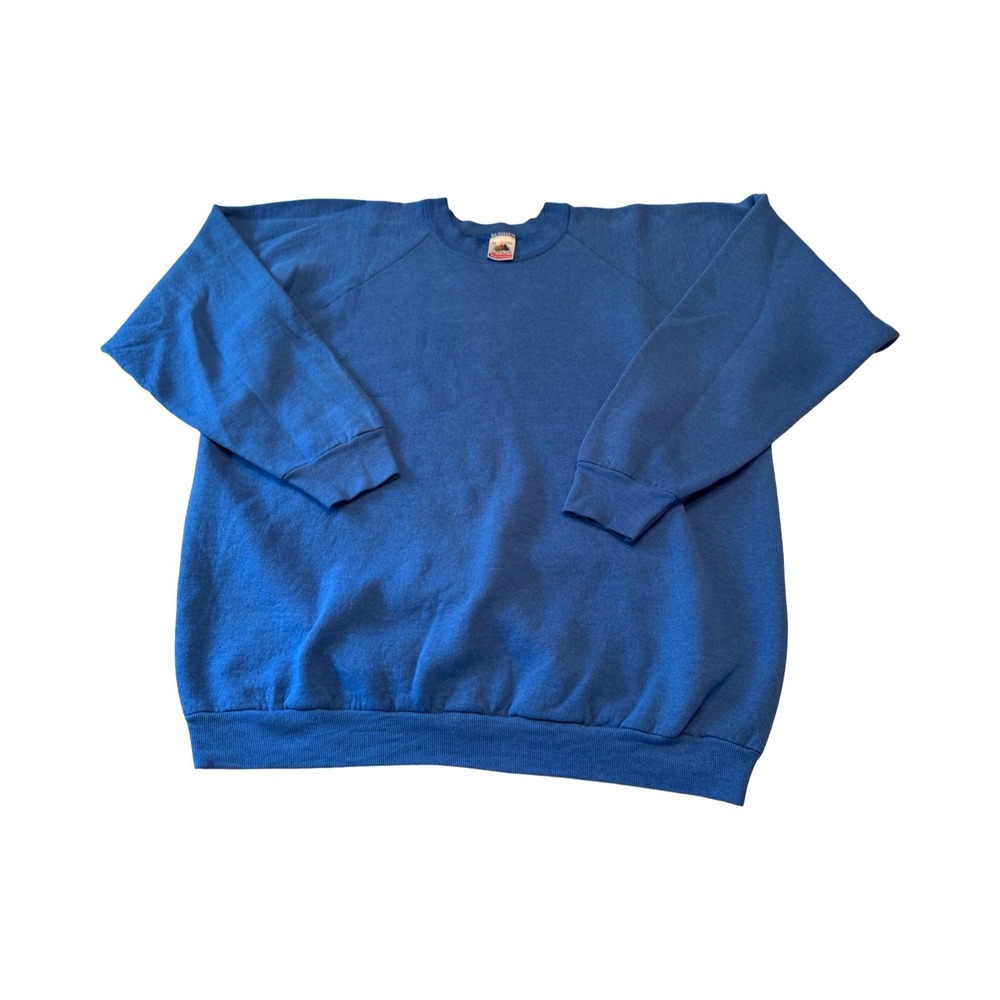 Vintage Fruit of the Loom Blue Sweatshirt XL‎ Made in USA 90s Blank Crewneck